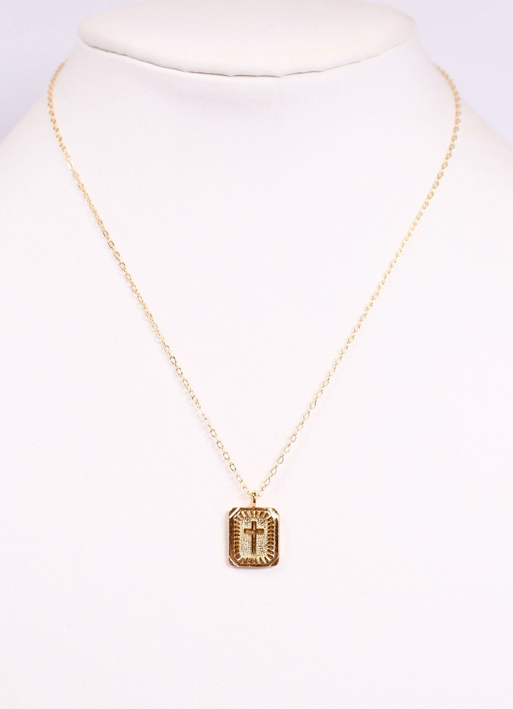 Johns Creek Cross Plate Necklace GOLD