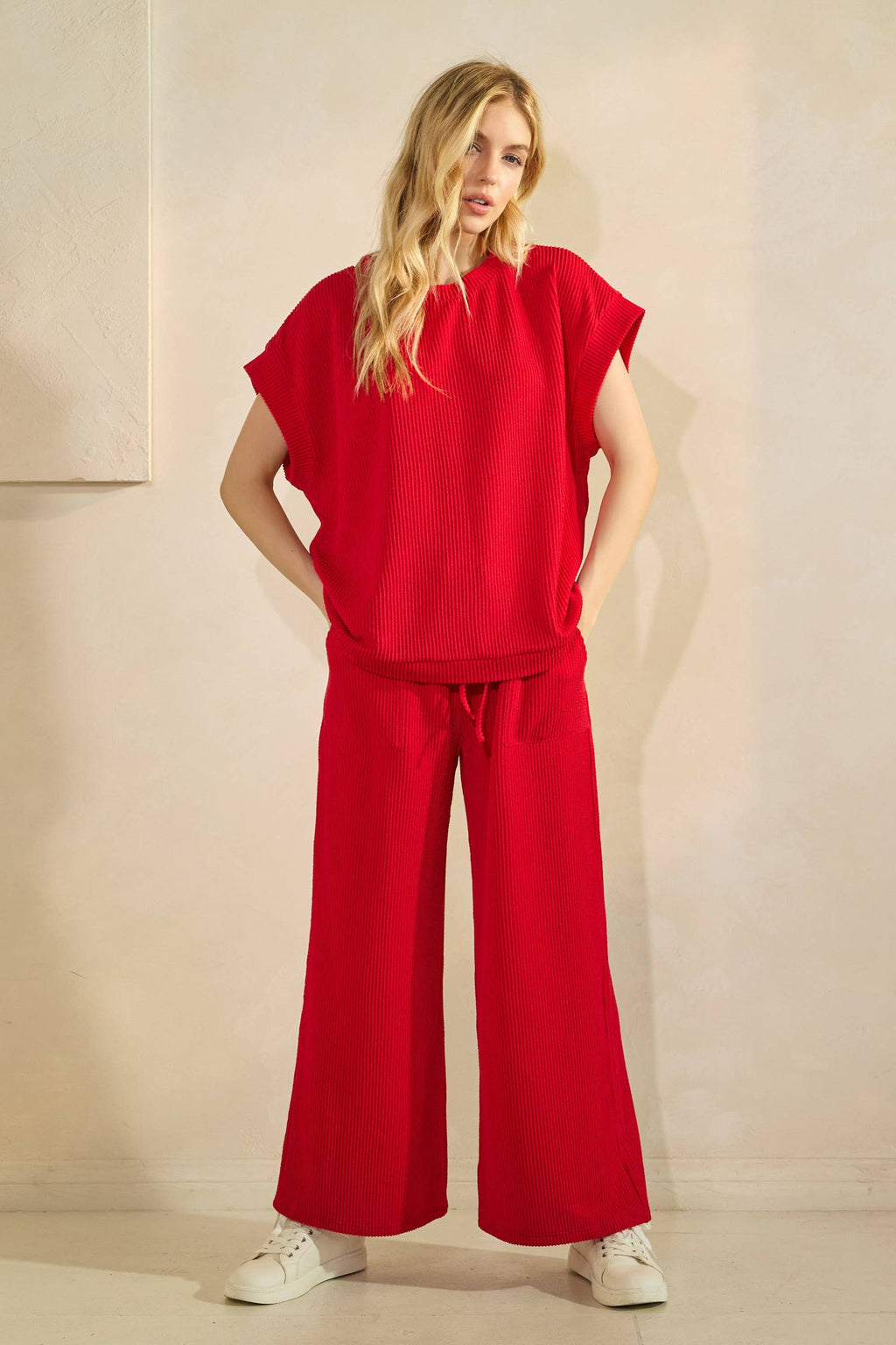 Striped Rib Knit Lounge Set