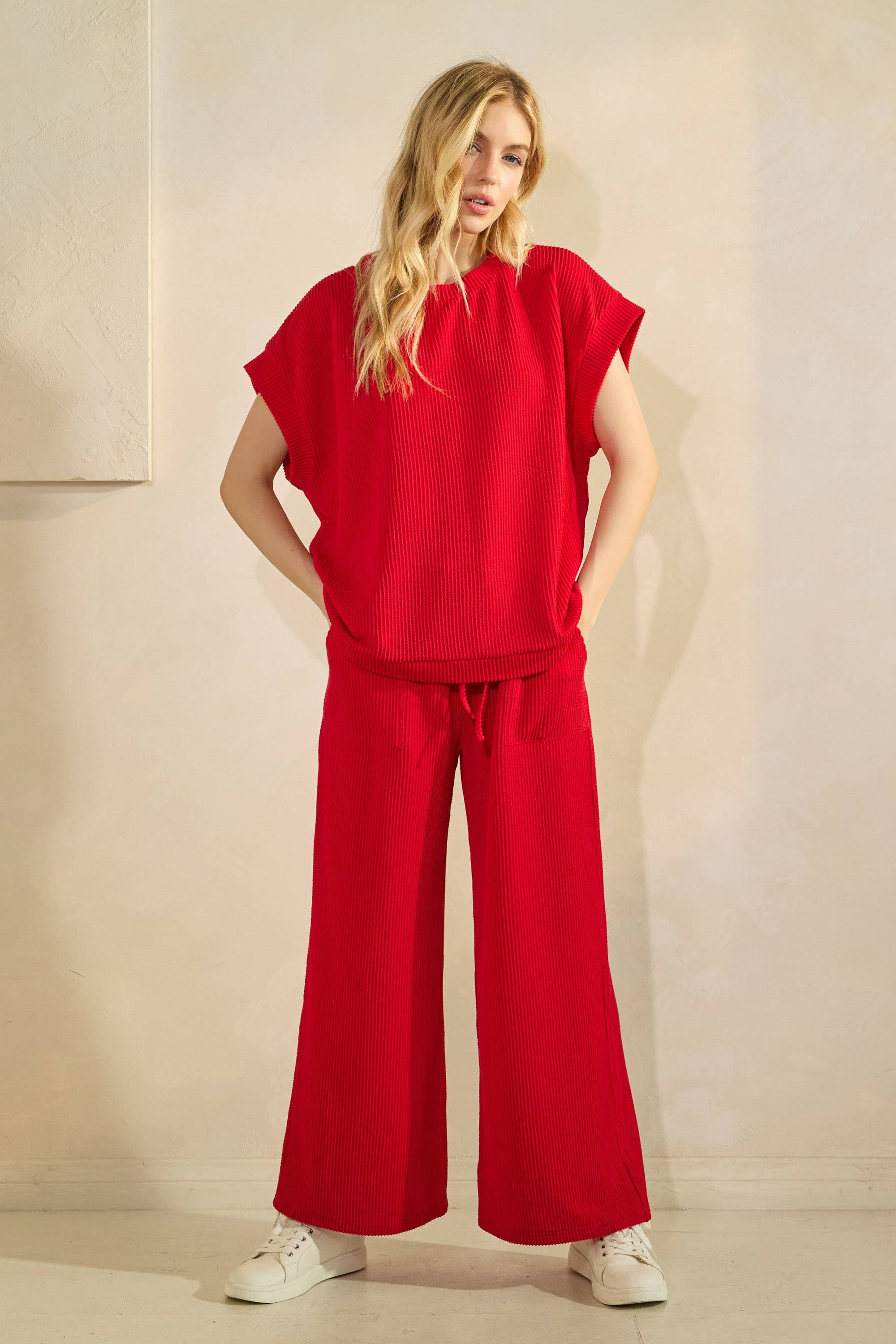 Striped Rib Knit Lounge Set