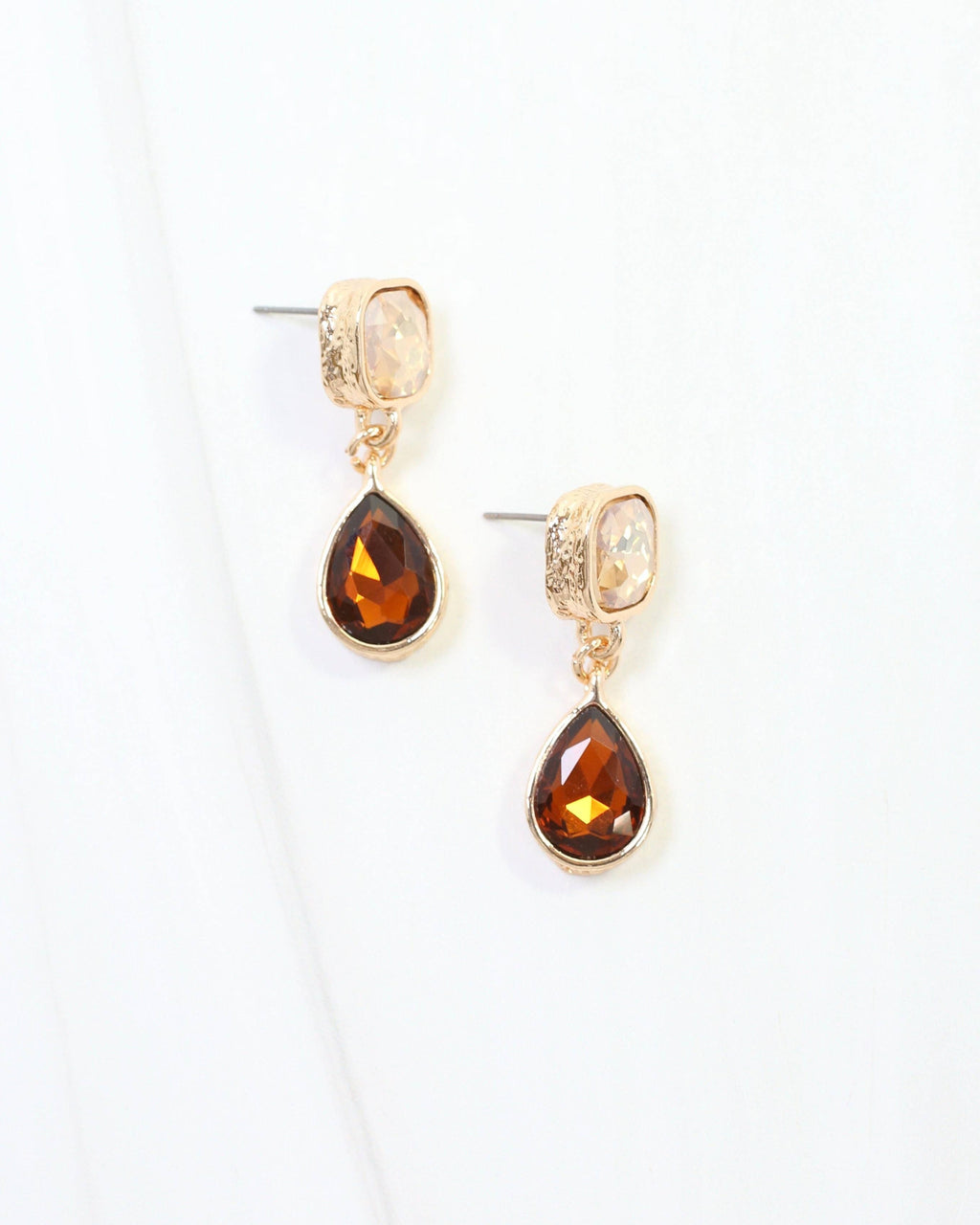 Roxanne Rhinestone Drop Earring Topaz