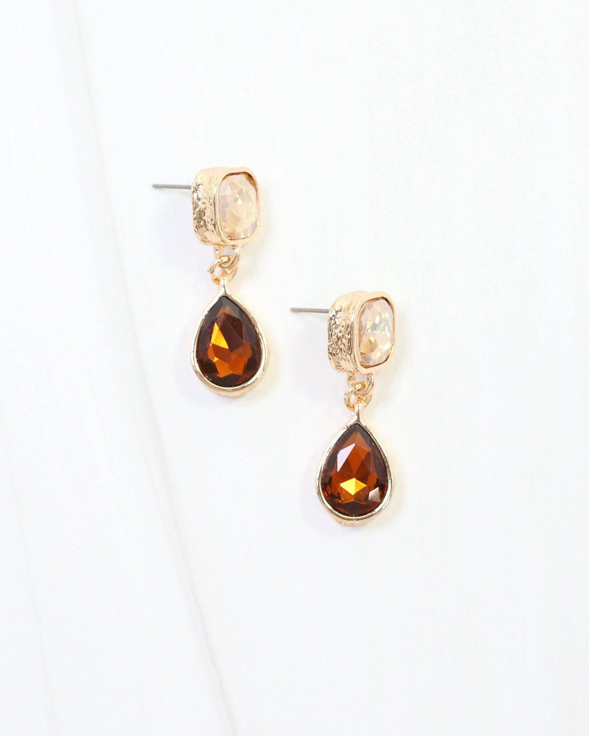 Roxanne Rhinestone Drop Earring Topaz