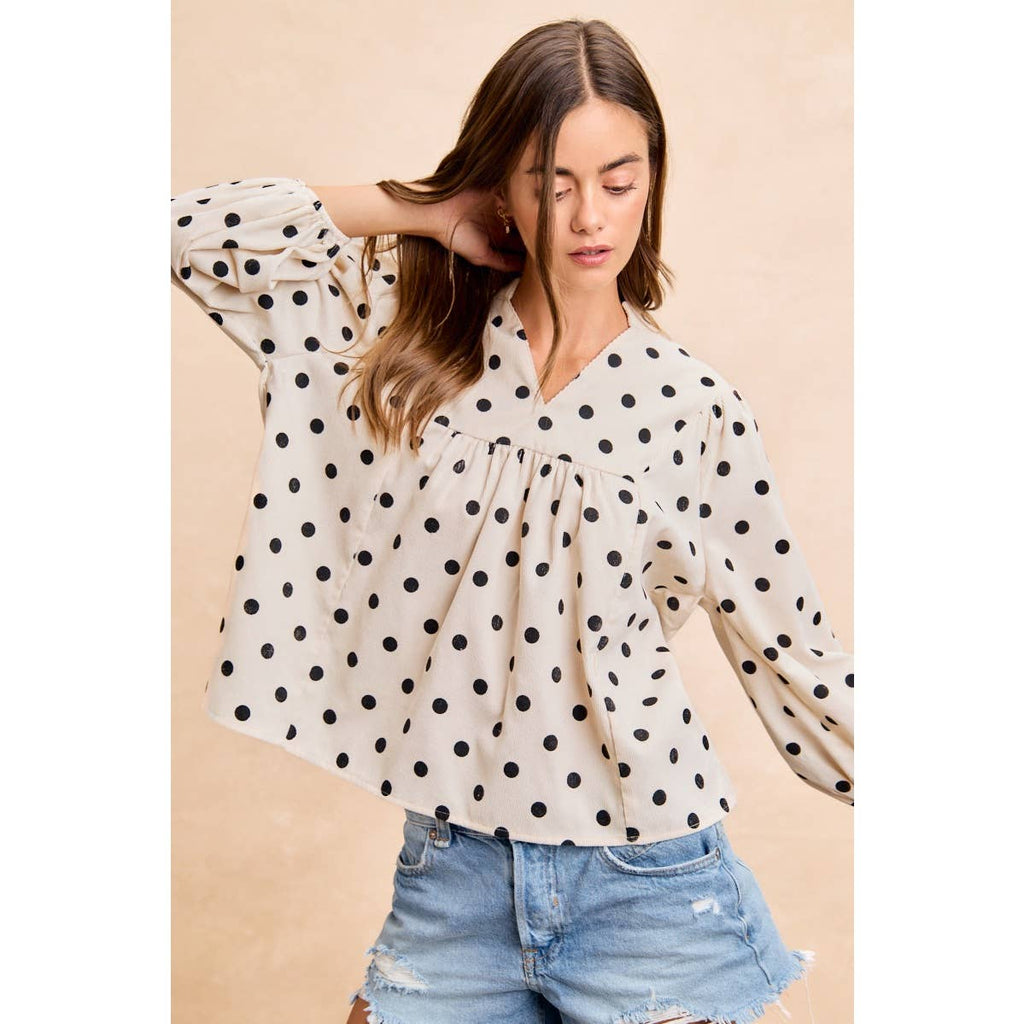 POLKA DOT CORDUROY TOP
