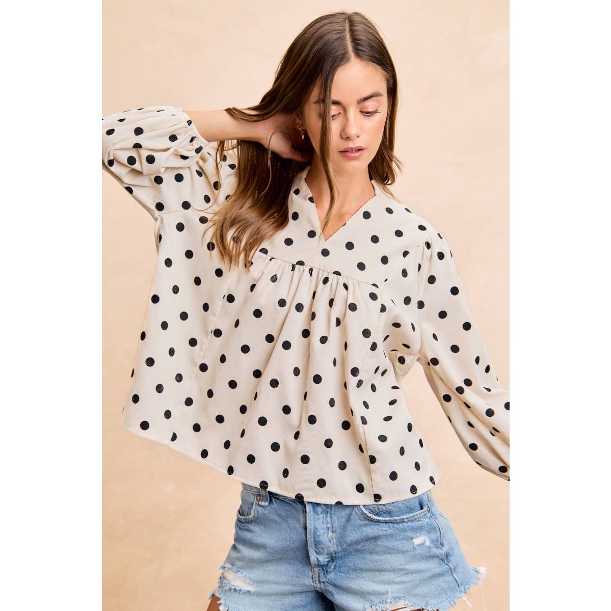 POLKA DOT CORDUROY TOP
