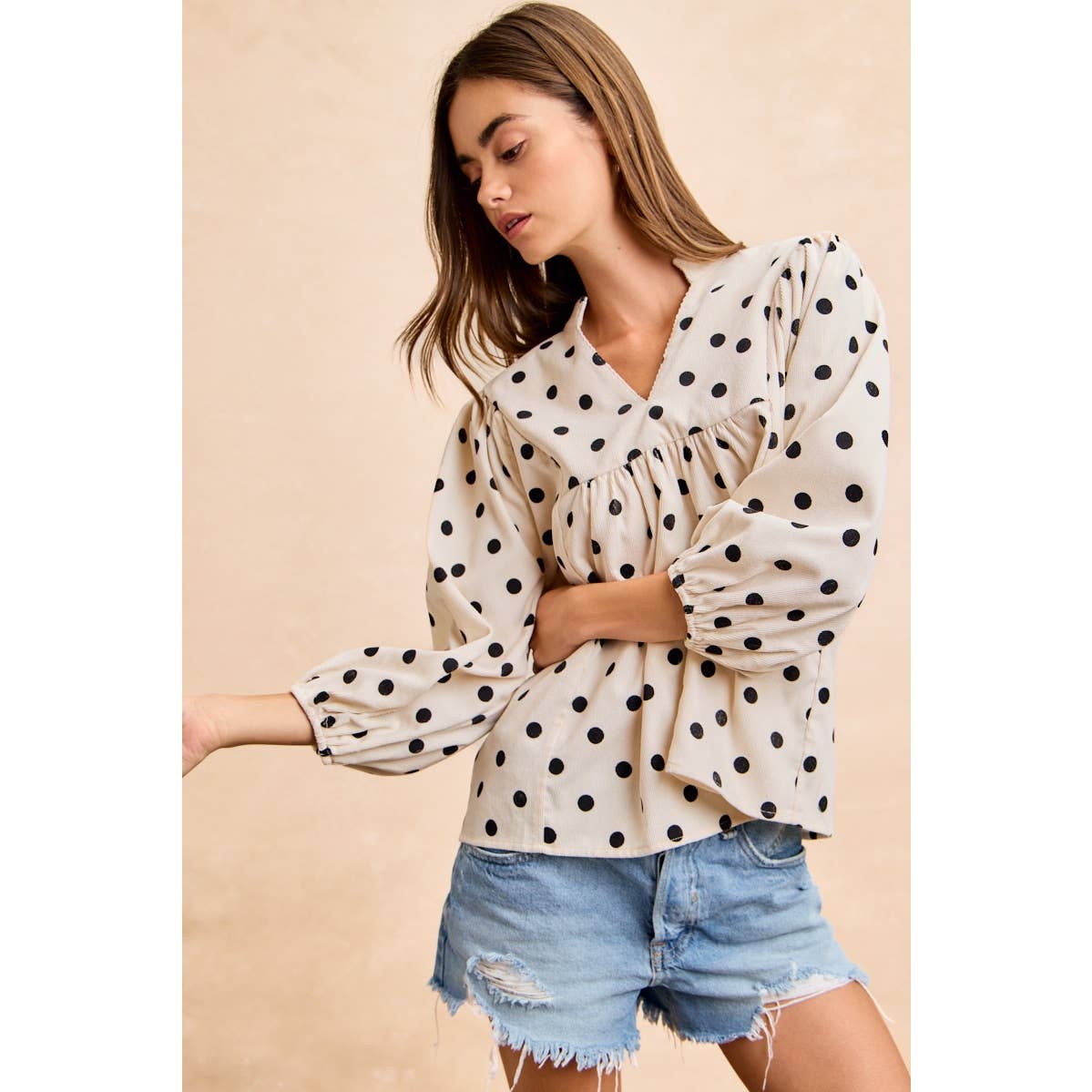 POLKA DOT CORDUROY TOP