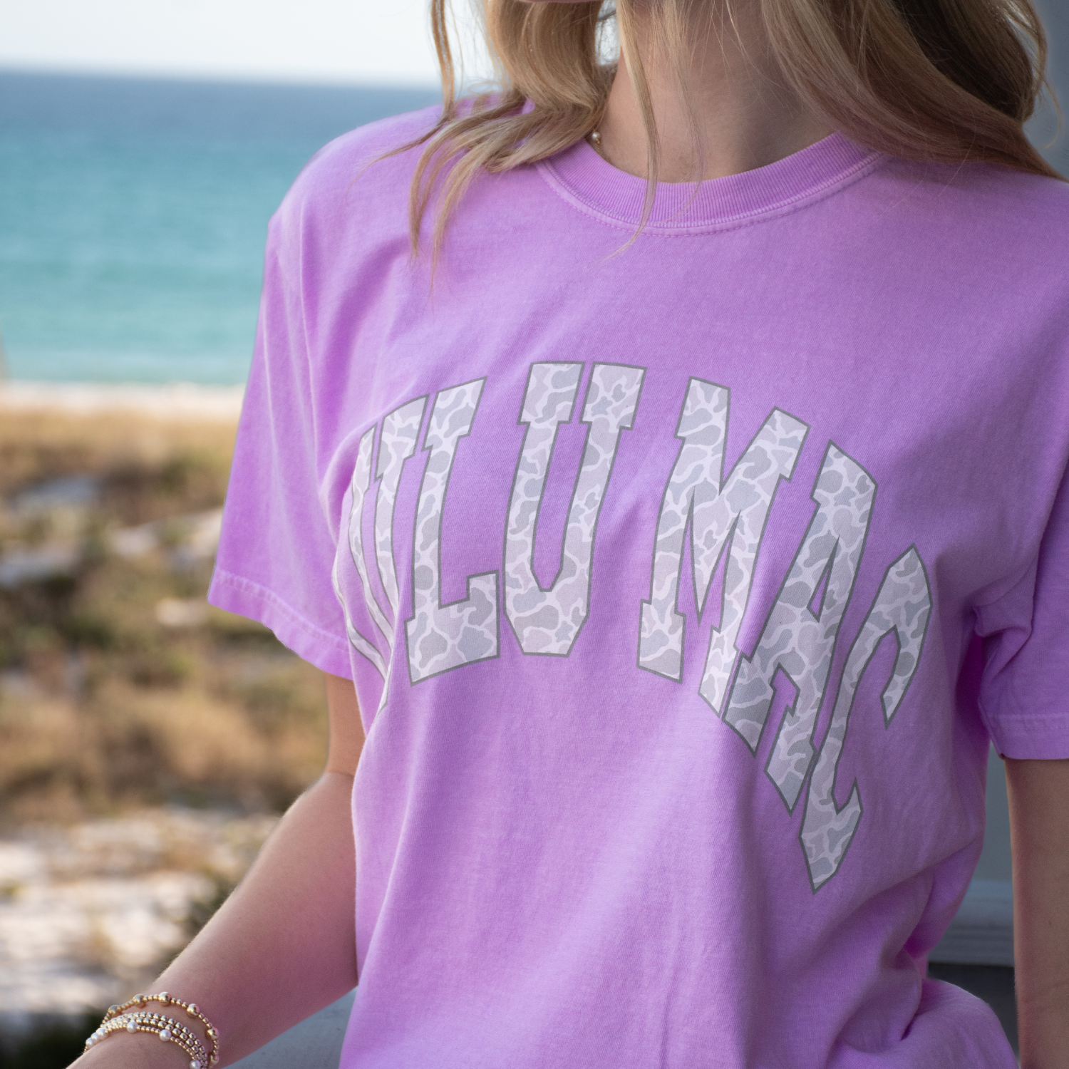 Lulumac Camo Adult Neon Violet Comfort Colors Tee