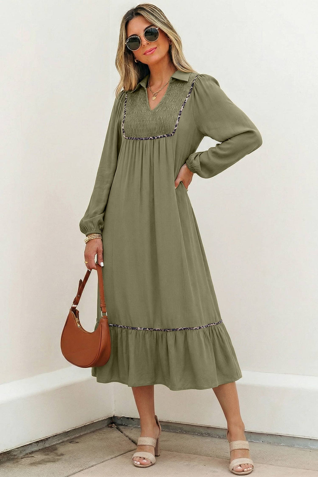 Olive Grove Midi Dress