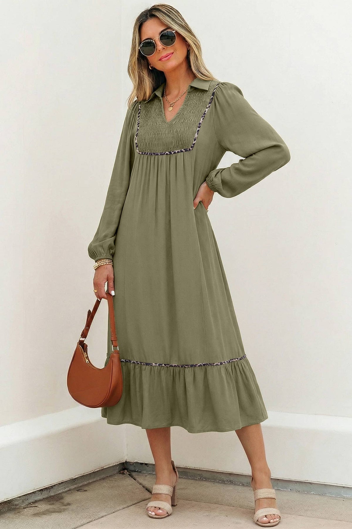 Olive Grove Midi Dress