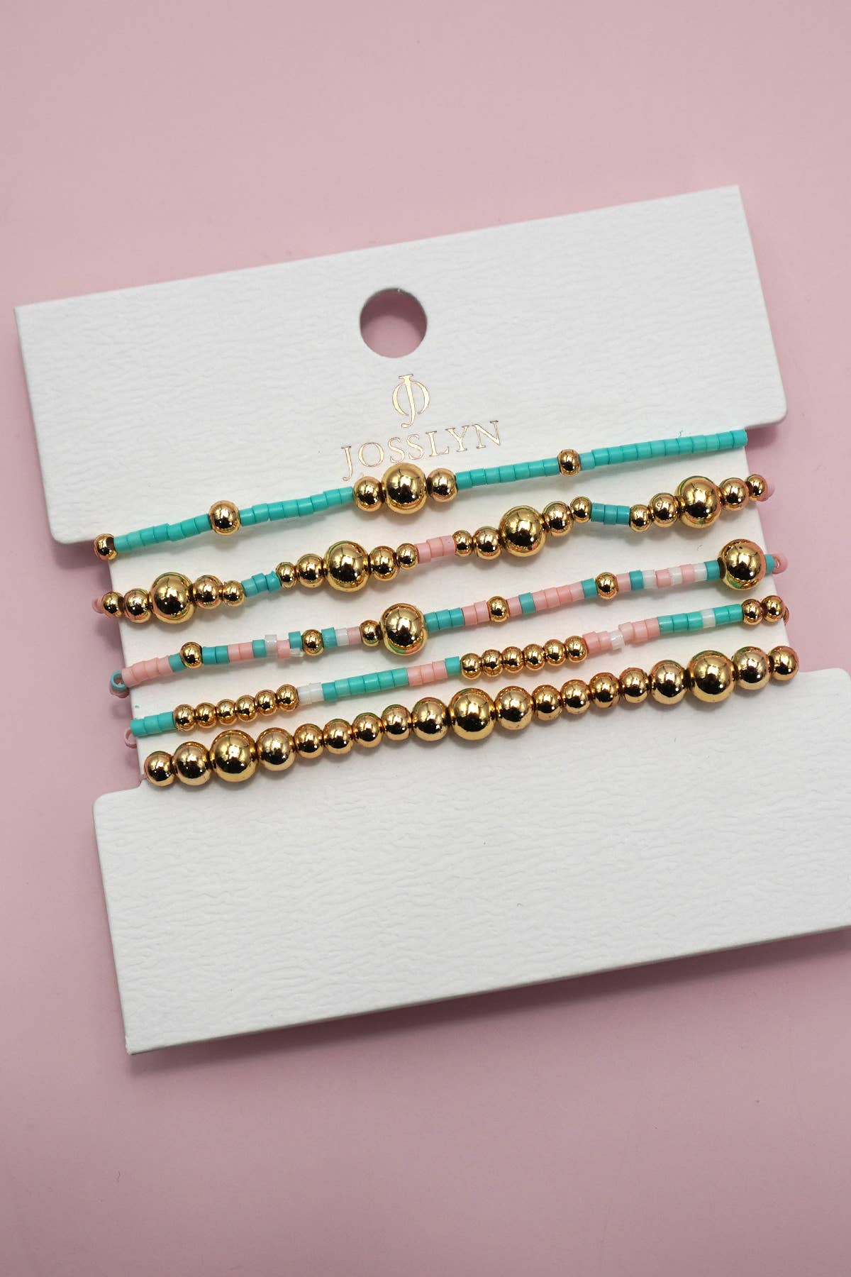 MULTI LAYER BLUE/PINK CHAIN LINK BRACELET