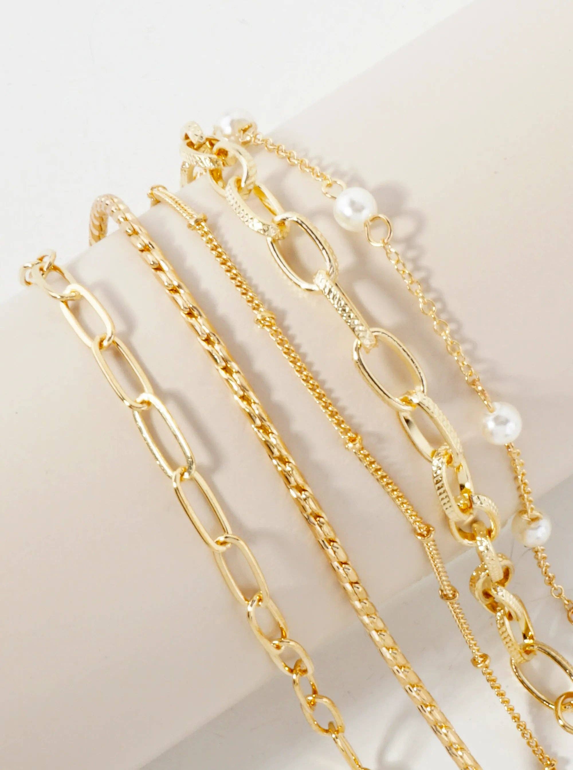 5-Piece Layered Stackable Chain Bracelet Set AB1522