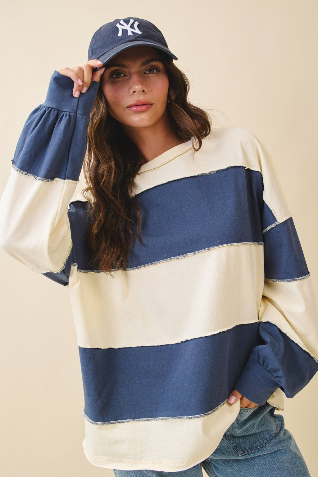 Pineapple/Navy Long Sleeve Shirt