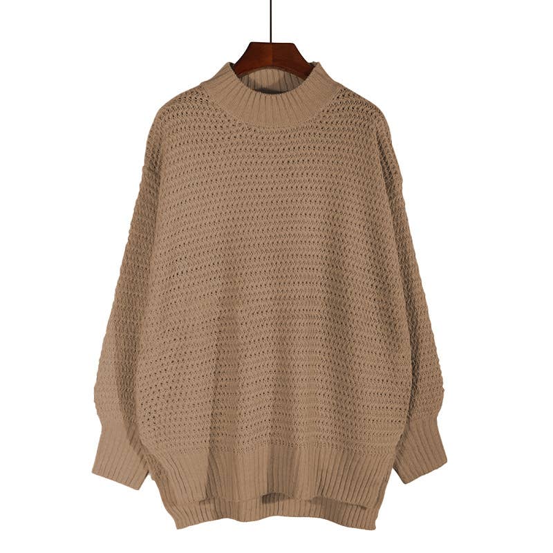 Chunky knit side split  plain knit sweater jumper