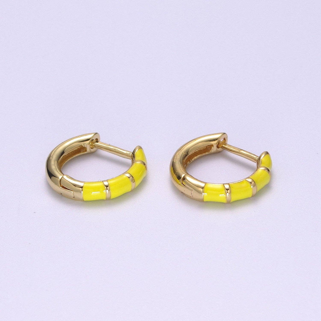 15mm Colorful Enamel Pastel Huggie Earring T164~T174