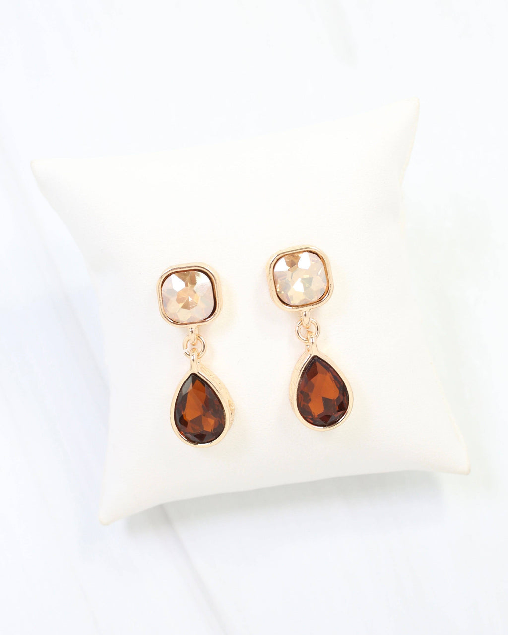 Roxanne Rhinestone Drop Earring Topaz