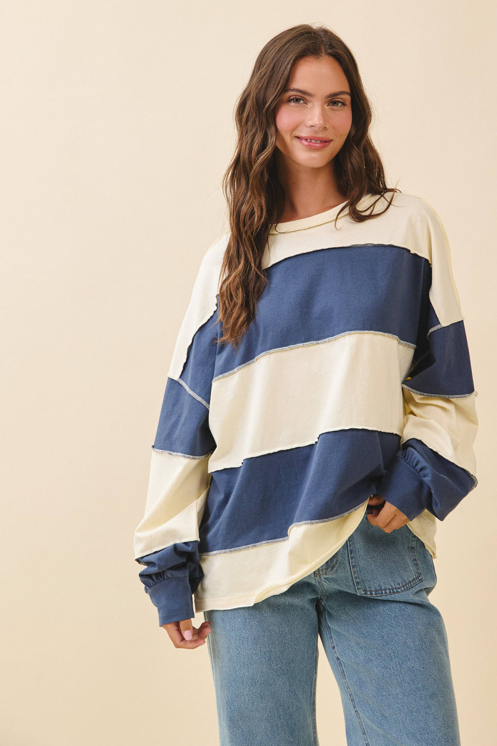 Pineapple/Navy Long Sleeve Shirt