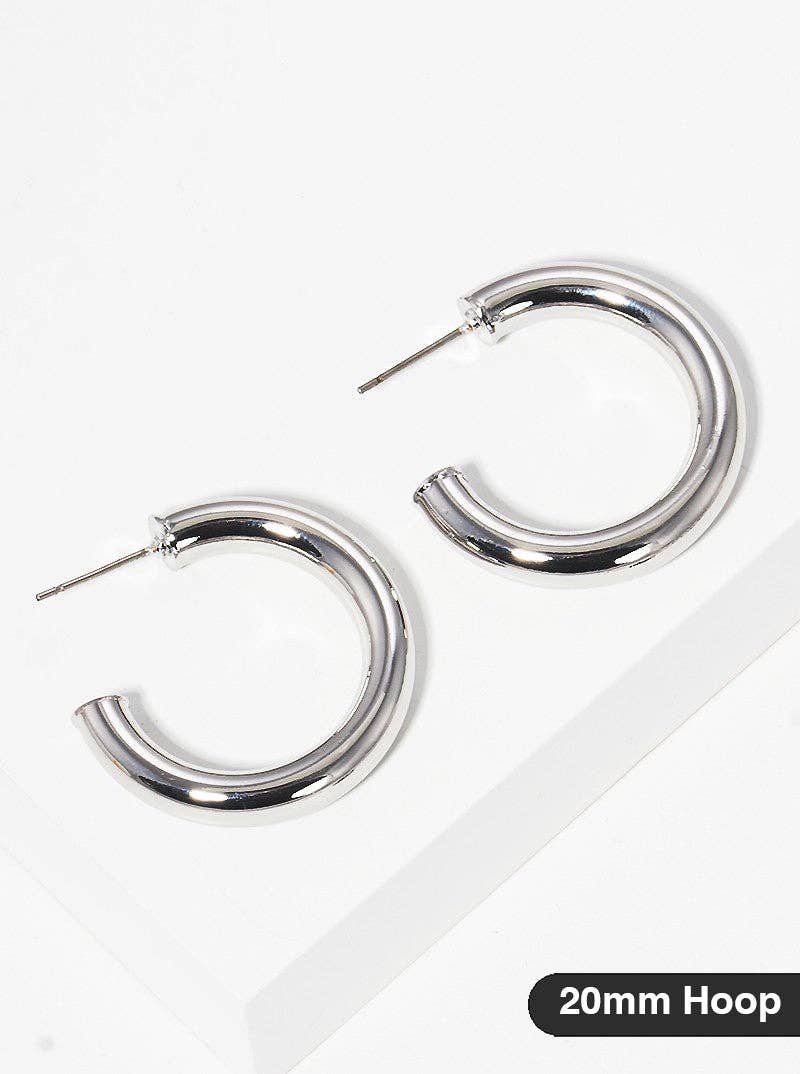 20mm Bold Brass Hollow Hoop Earrings