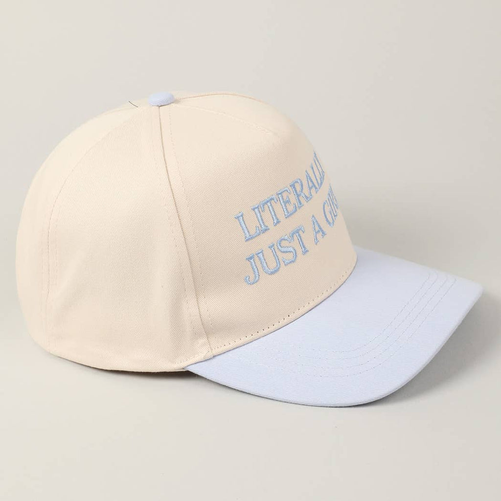 Literally Just A Girl Embroidery Two Tone Trucker Hat