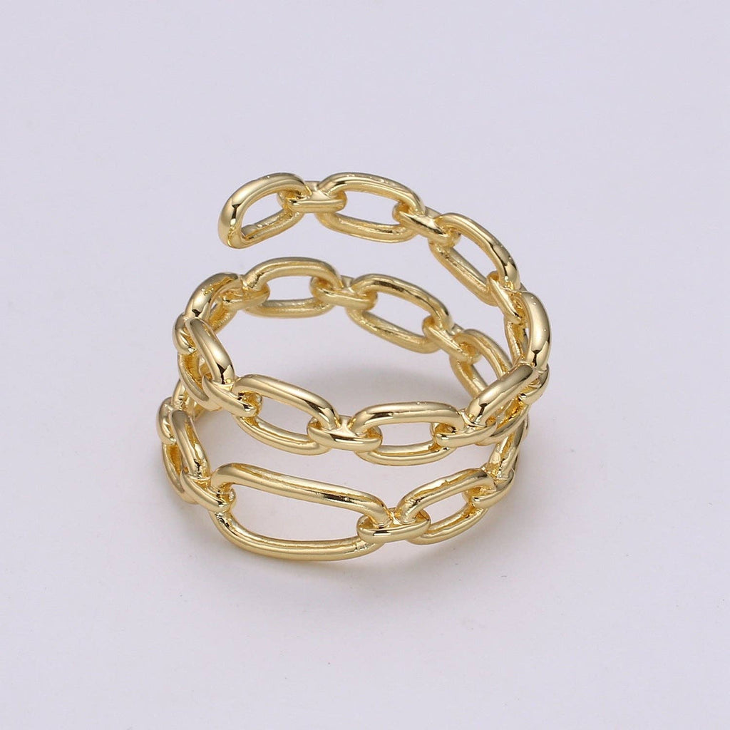 14k Gold Filled Chain Ring, Gold Stacking Ring, Thick Chain