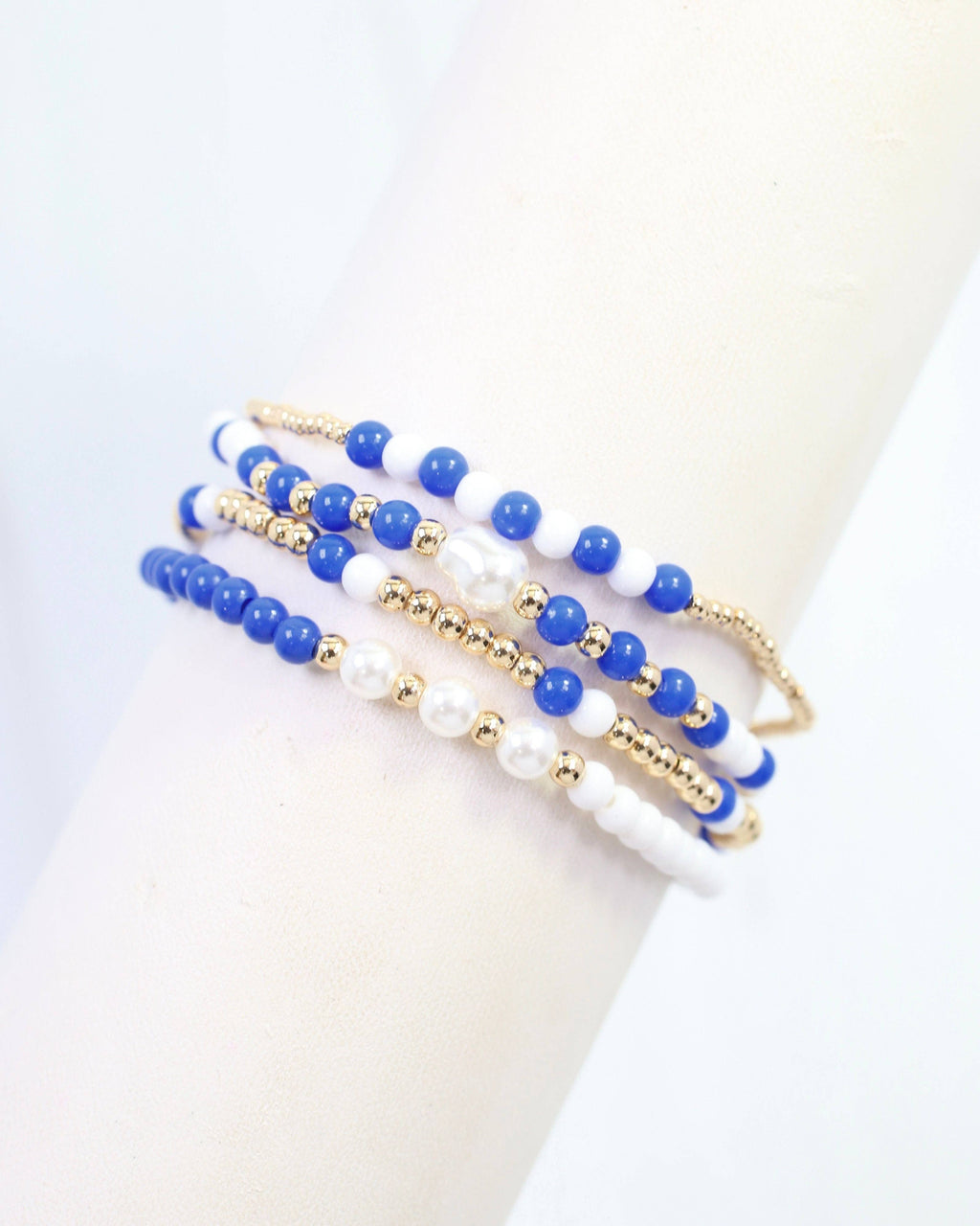 Josie Beaded Bracelet Set Blue White