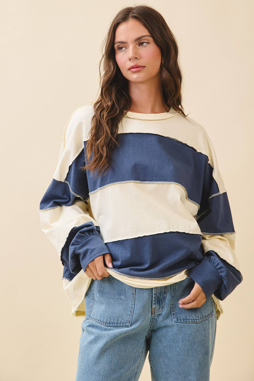 Pineapple/Navy Long Sleeve Shirt