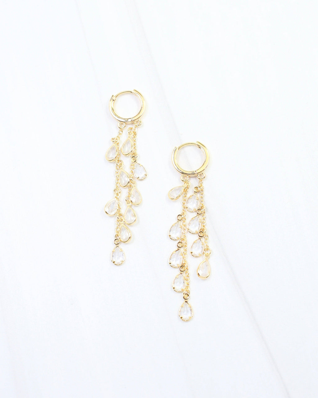Nancy CZ Huggie Dangle Earring WR Gold