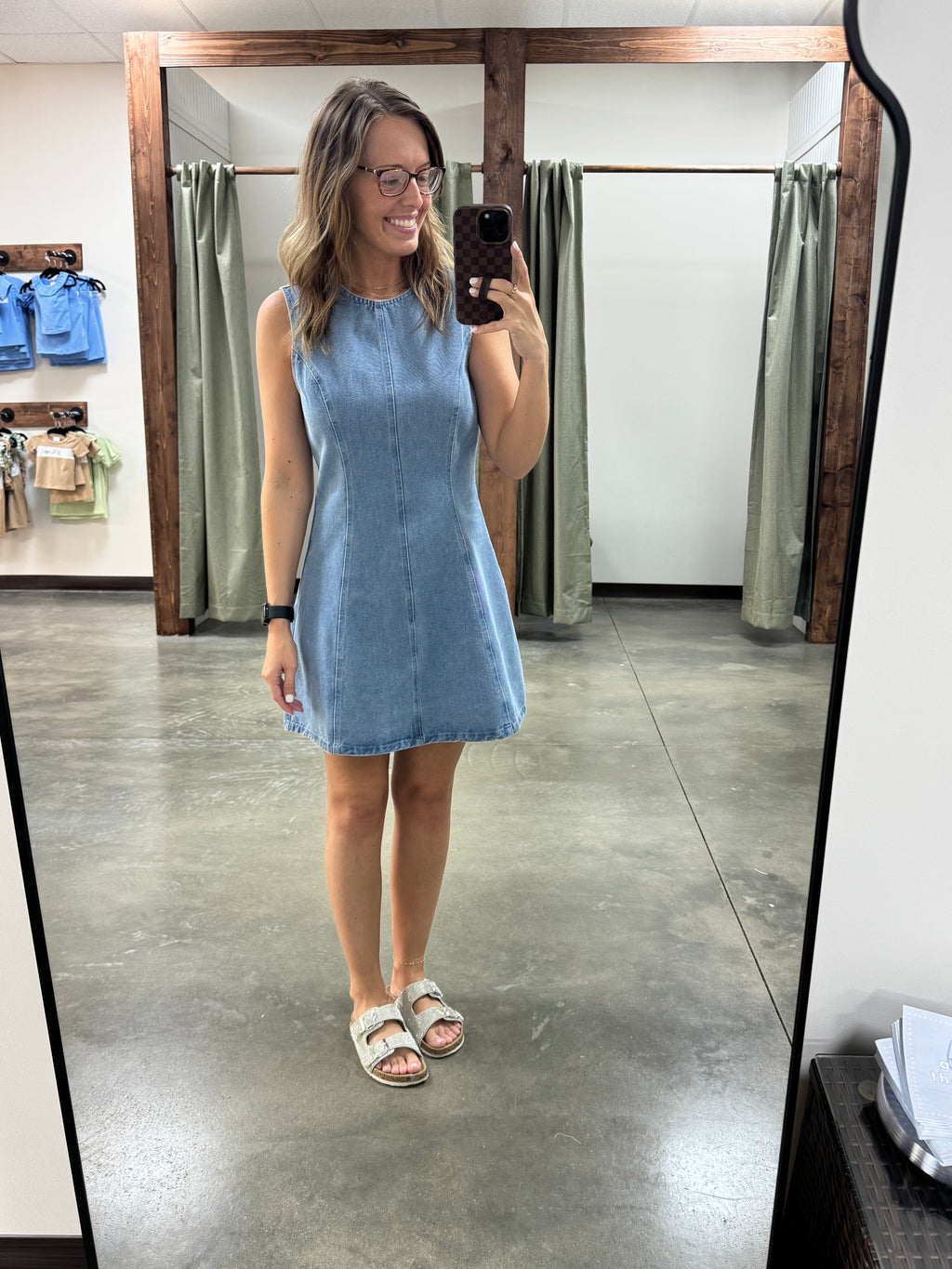Round Neck Sleeveless Denim Dress