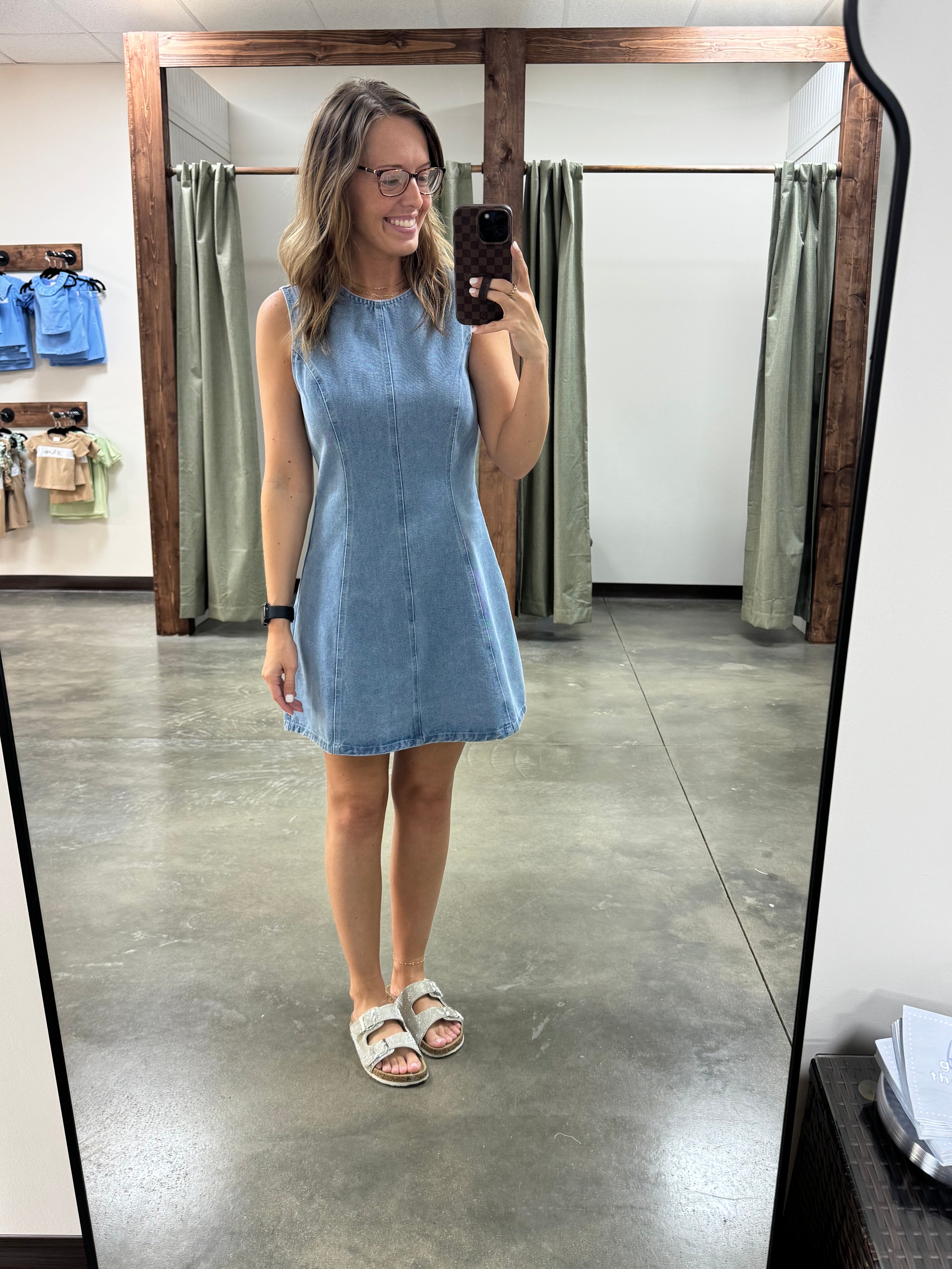 Round Neck Sleeveless Denim Dress