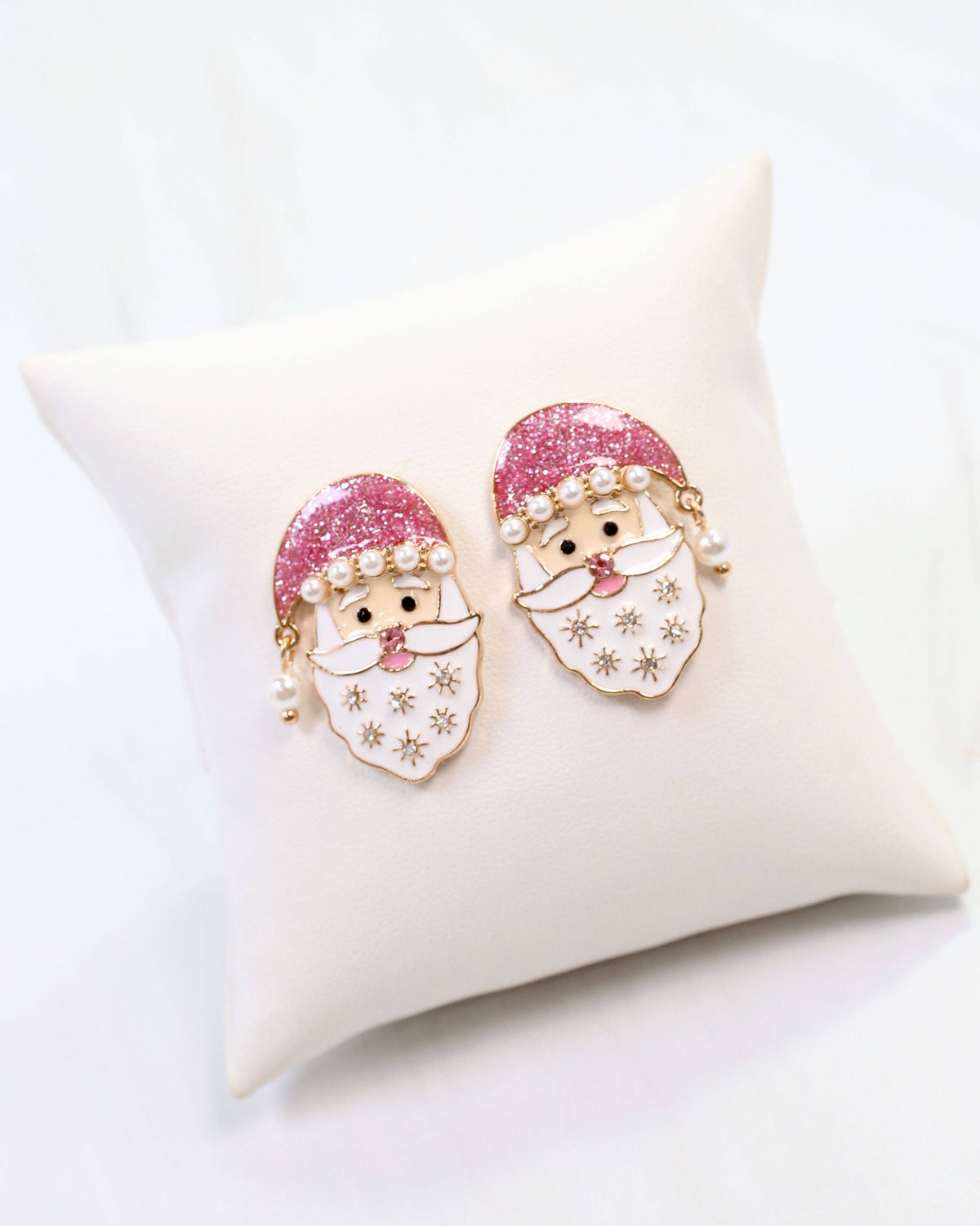 Santa Enamel and Pearl Earring Pink