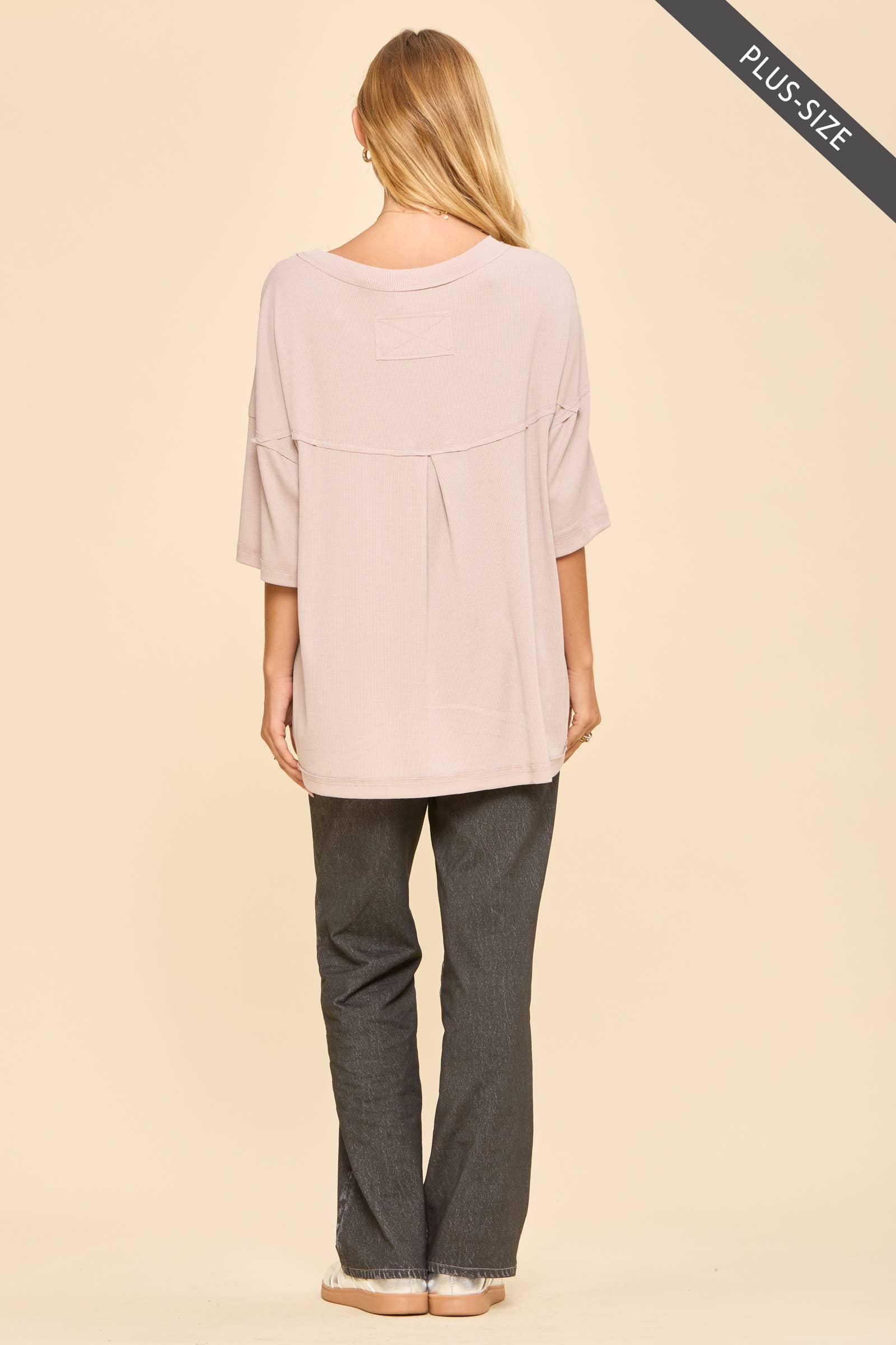 PLUS SIZE Baby Ribbed Boyfriend Knit Top