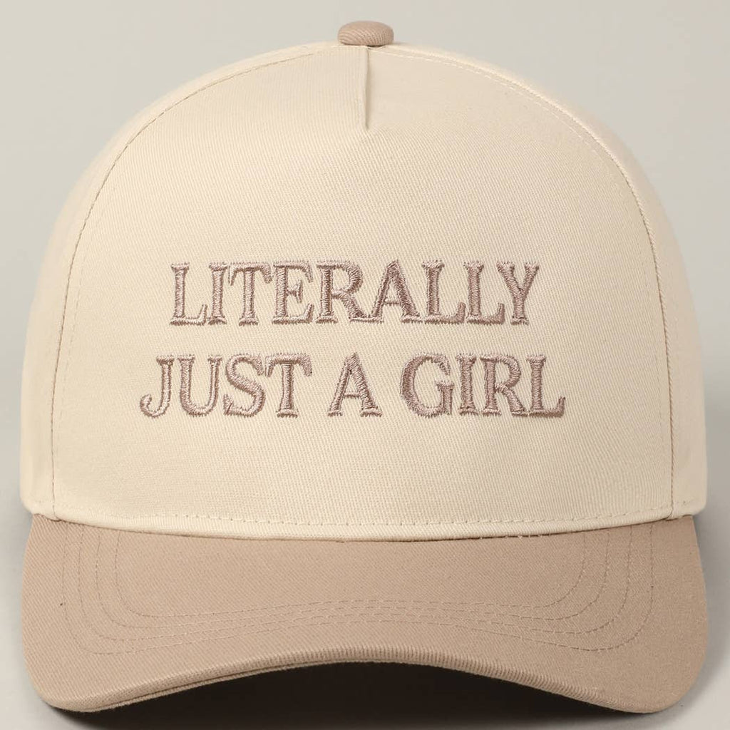 Literally Just A Girl Embroidery Two Tone Trucker Hat
