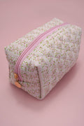 FLORAL QUILTED COTTON COSMETIC BAG