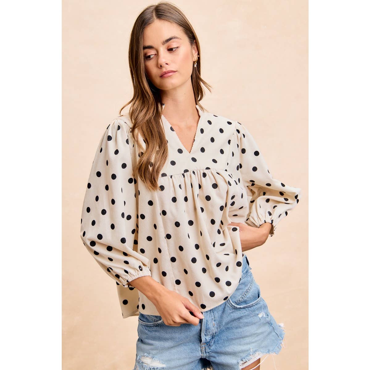 POLKA DOT CORDUROY TOP