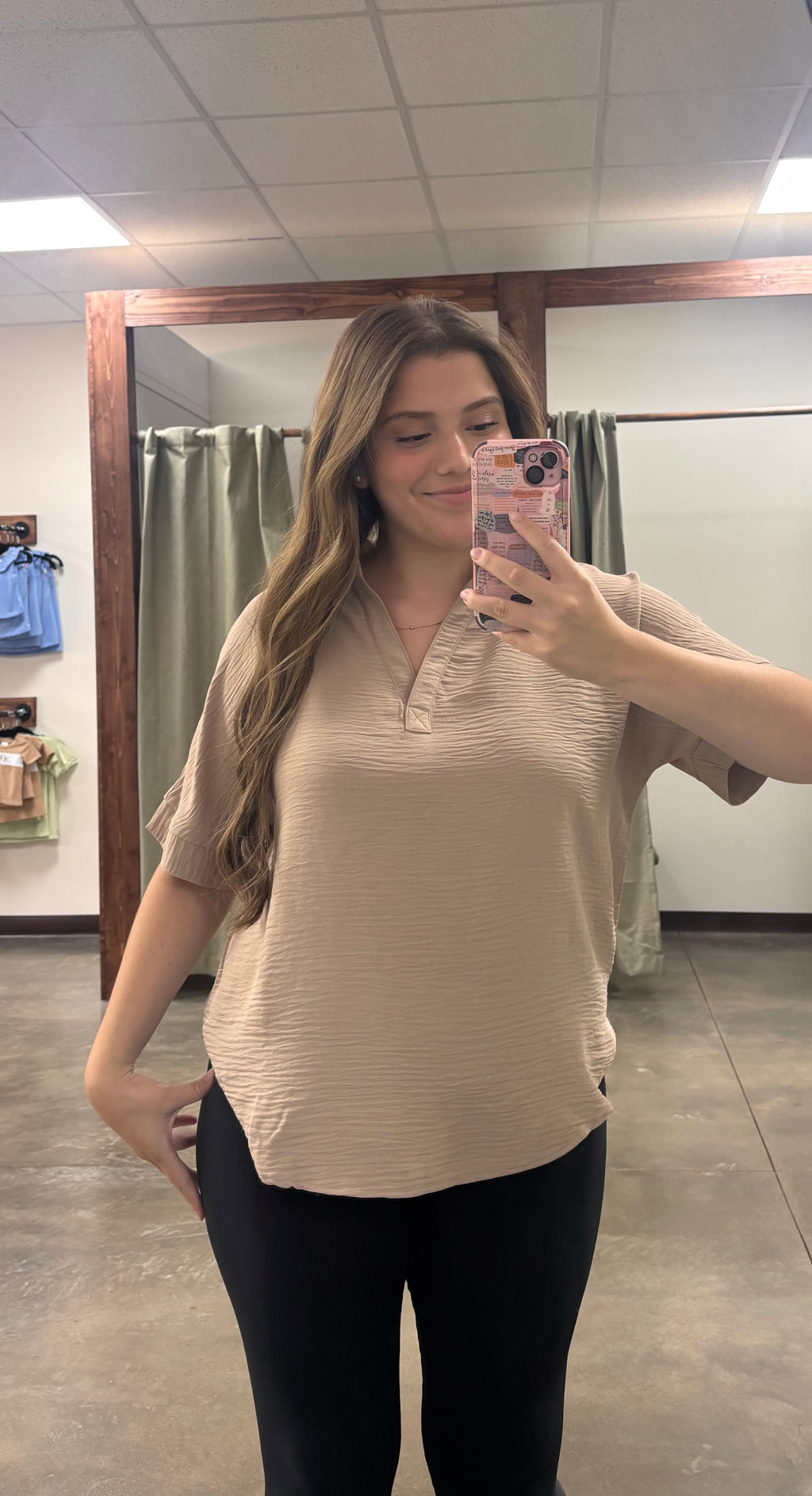 Woven Airflow Collared V Neck Short Sleeve Top - Zenana