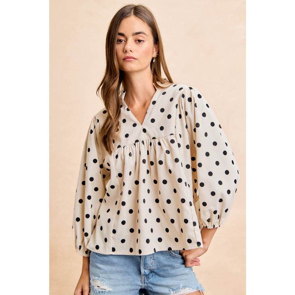 POLKA DOT CORDUROY TOP