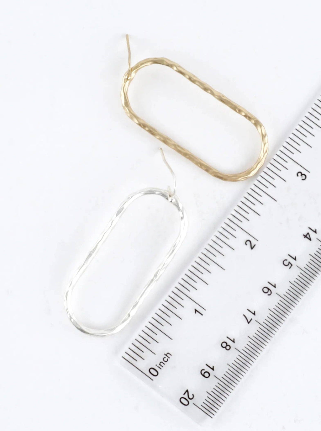 Hammered Oval Frame Drop Earrings
