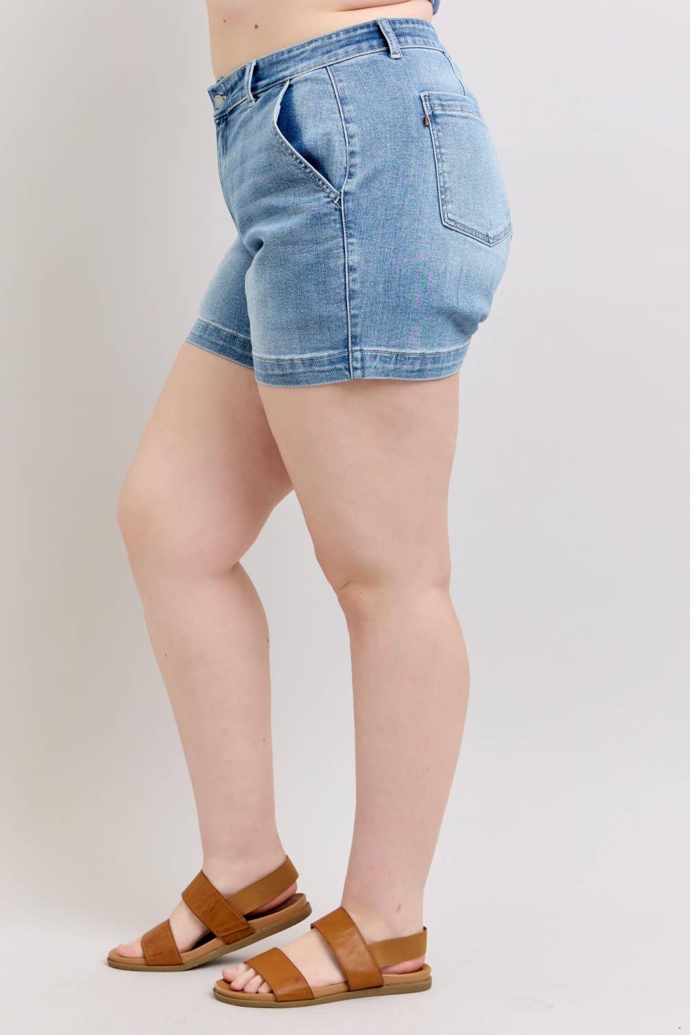 Judy Blue High Waist Denim Trouser Shorts - Plus Size