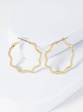 30mm Textured 14K-Gold-Dipped Abstract Wavy Latch Back Hoop Earrings