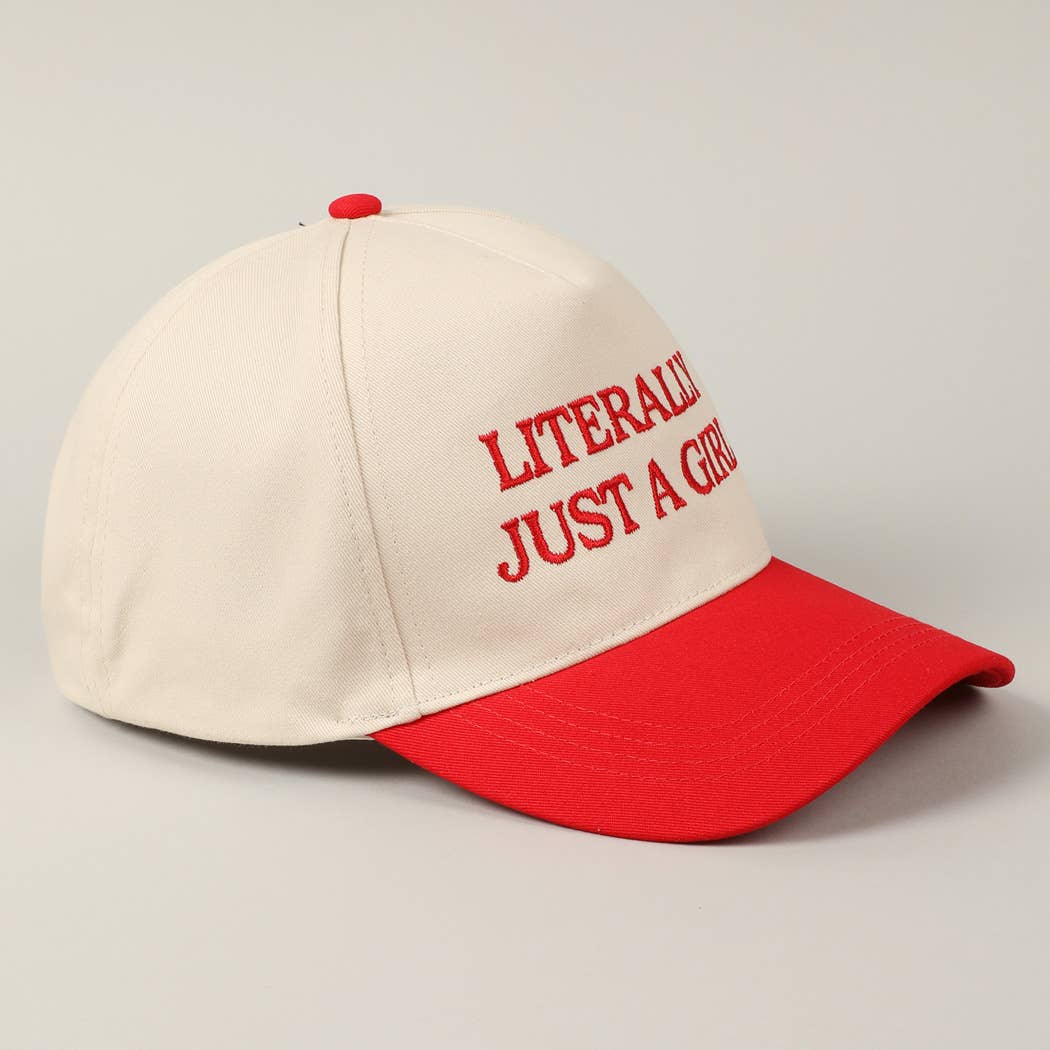 Literally Just A Girl Embroidery Two Tone Trucker Hat