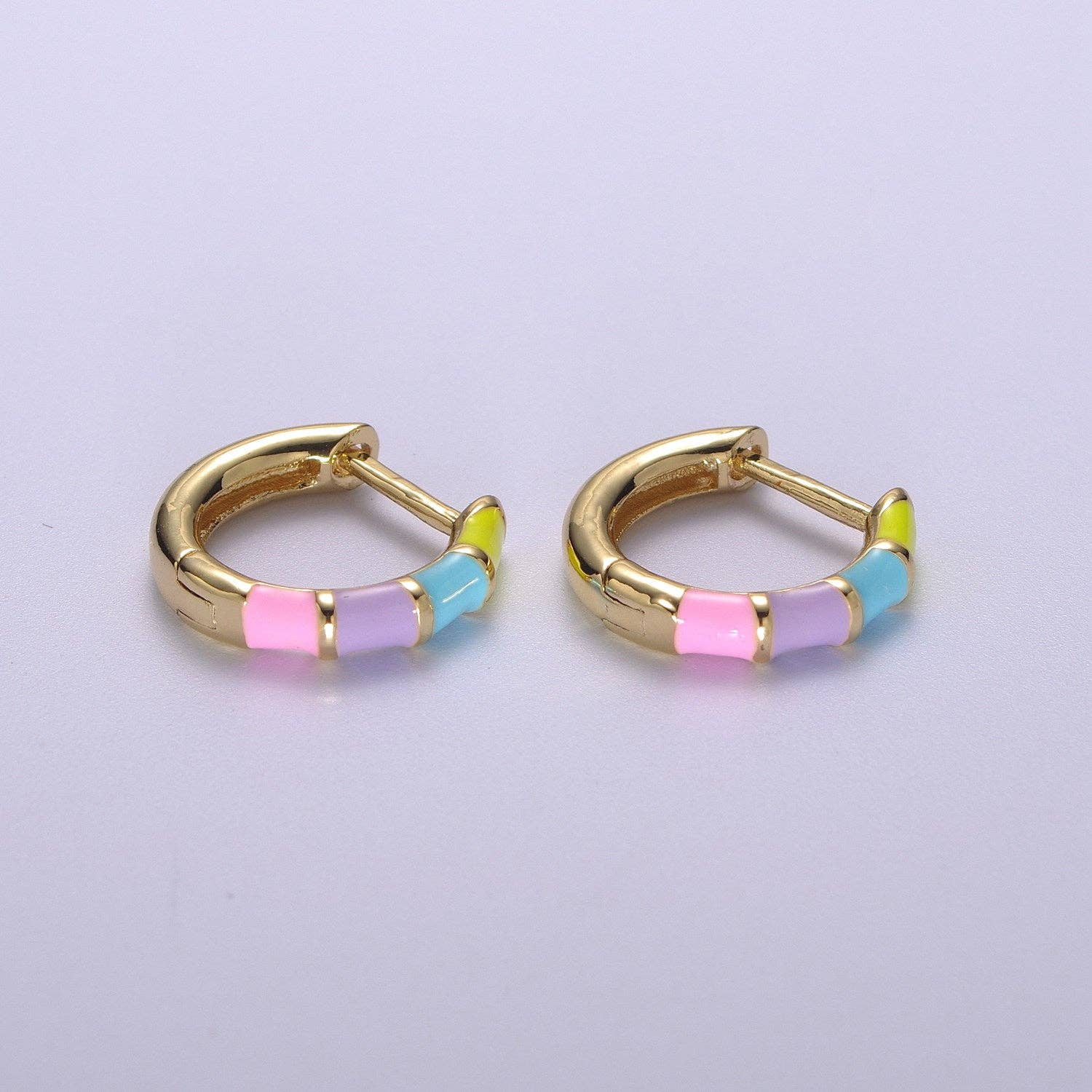 15mm Colorful Enamel Pastel Huggie Earring T164~T174