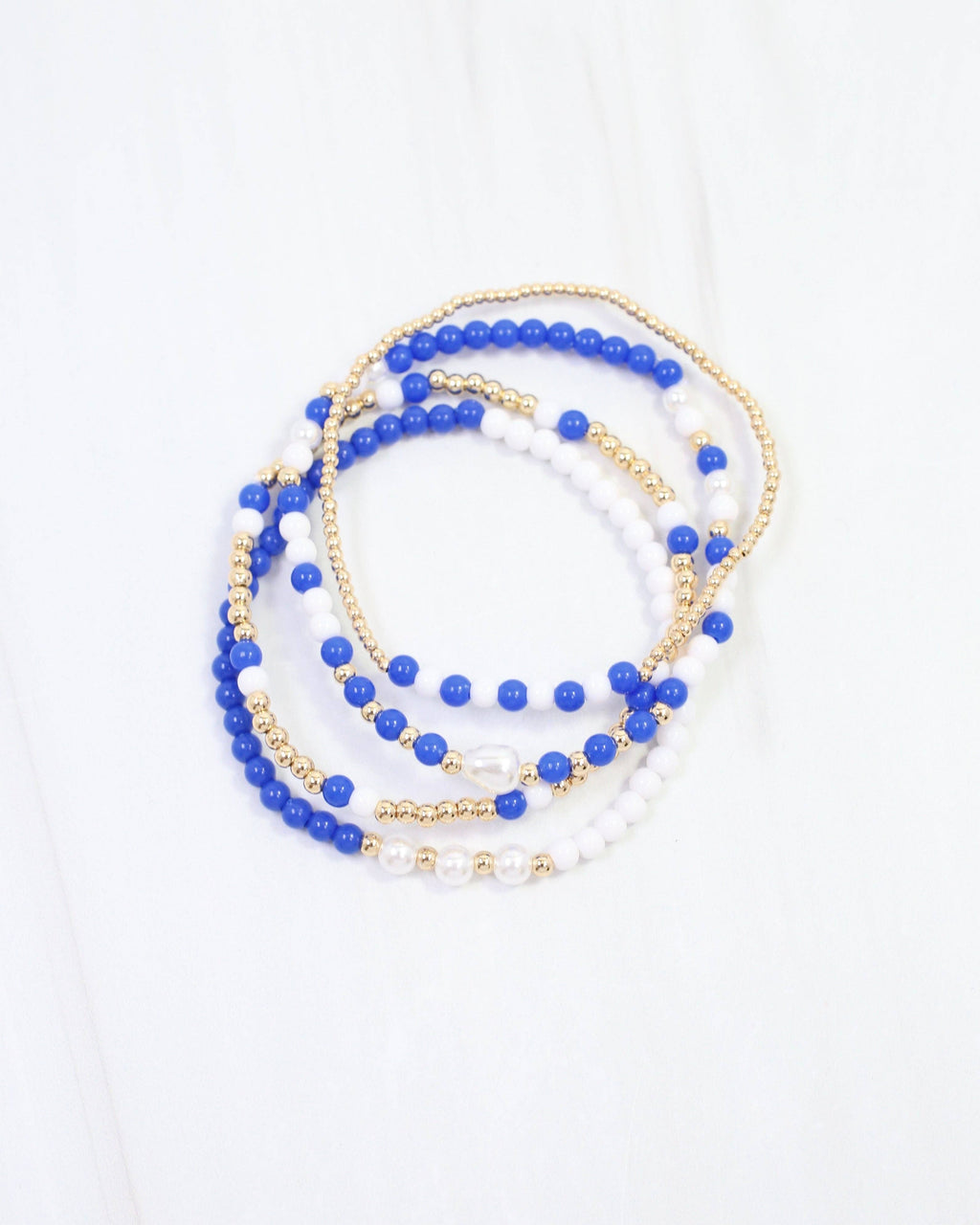 Josie Beaded Bracelet Set Blue White