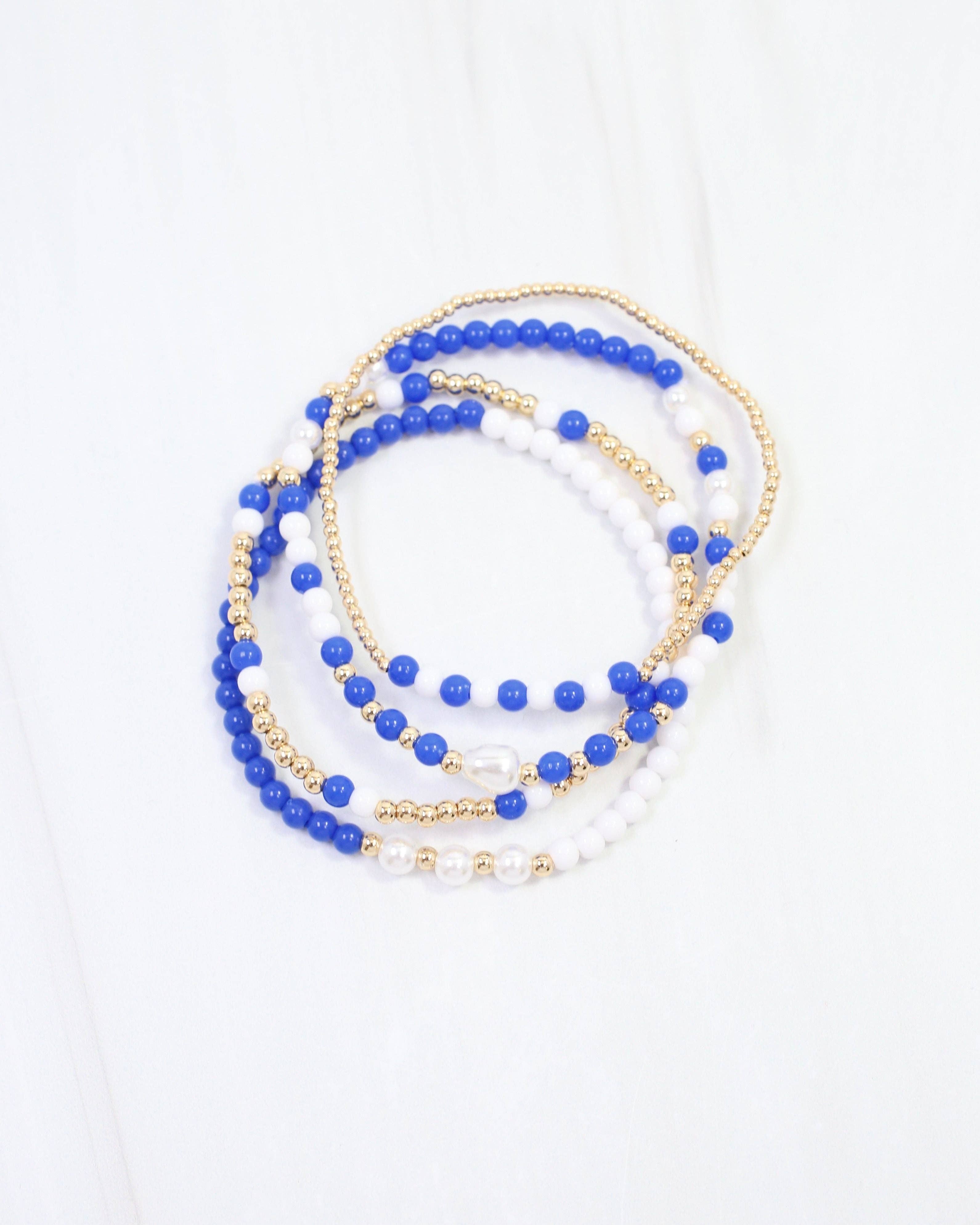 Josie Beaded Bracelet Set Blue White