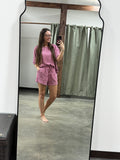 RIBBED ROUND NECK TOP AND SHORTS SET