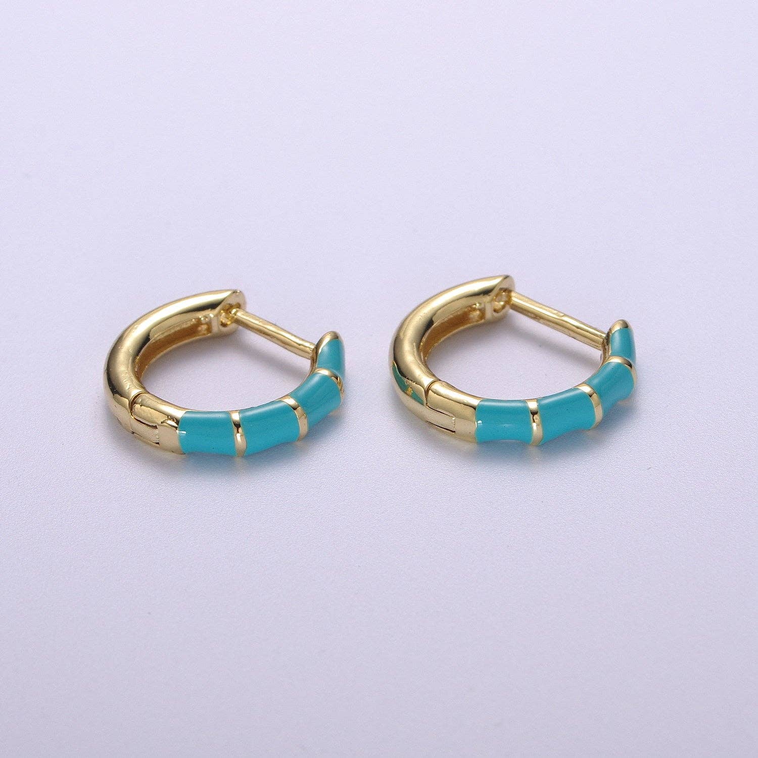 15mm Colorful Enamel Pastel Huggie Earring T164~T174
