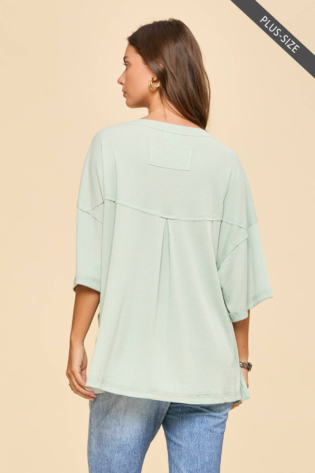 PLUS SIZE Baby Ribbed Boyfriend Knit Top