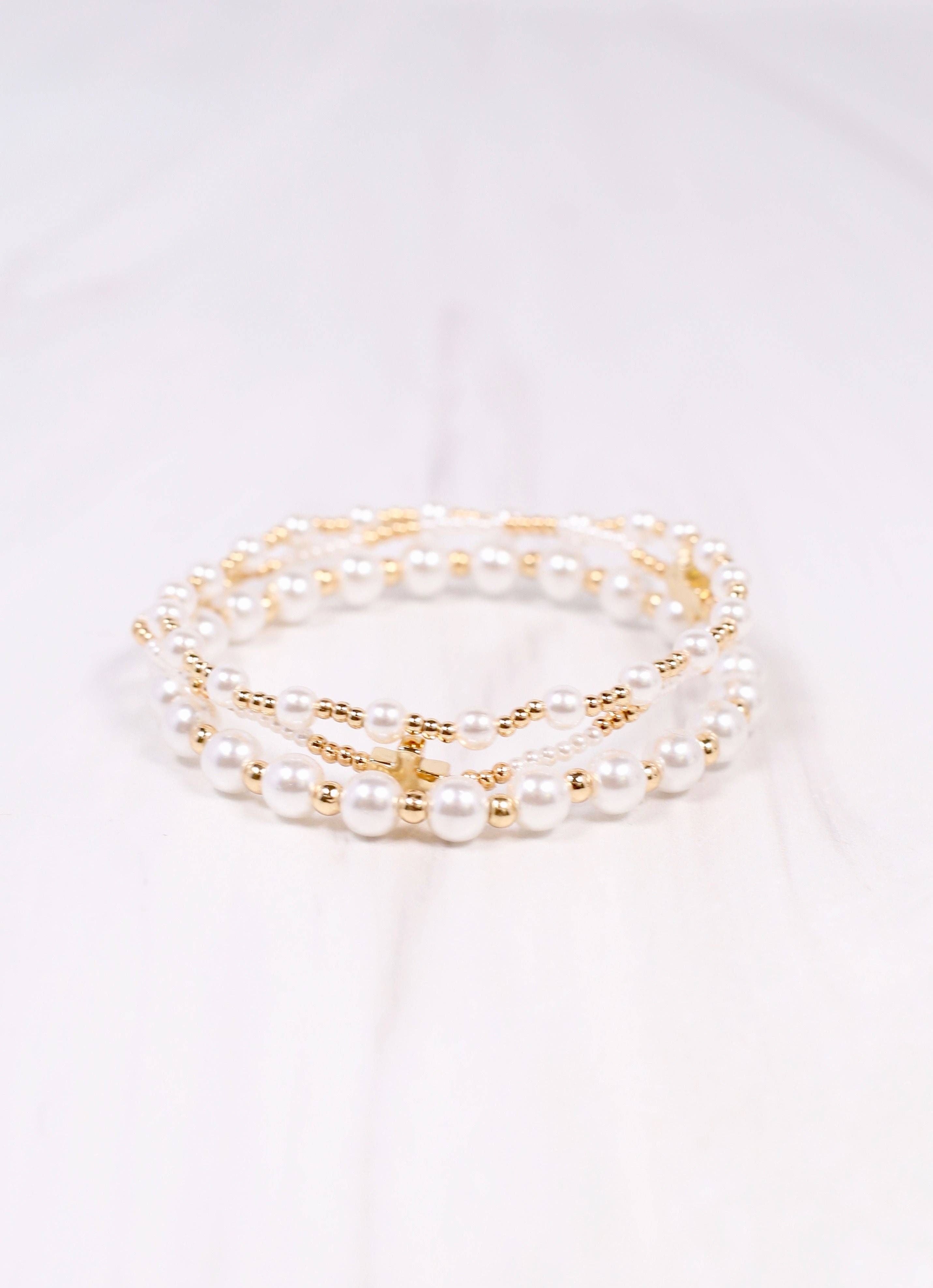 Thalia Pearl Bracelet Set CREAM