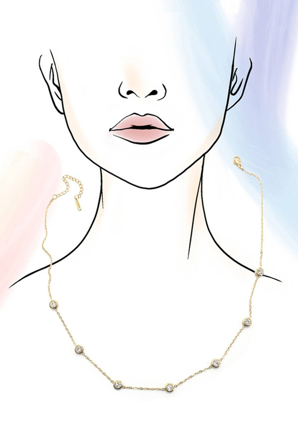 18K STAINLESS STEEL TARNISH FREE RHINESTONE NECK