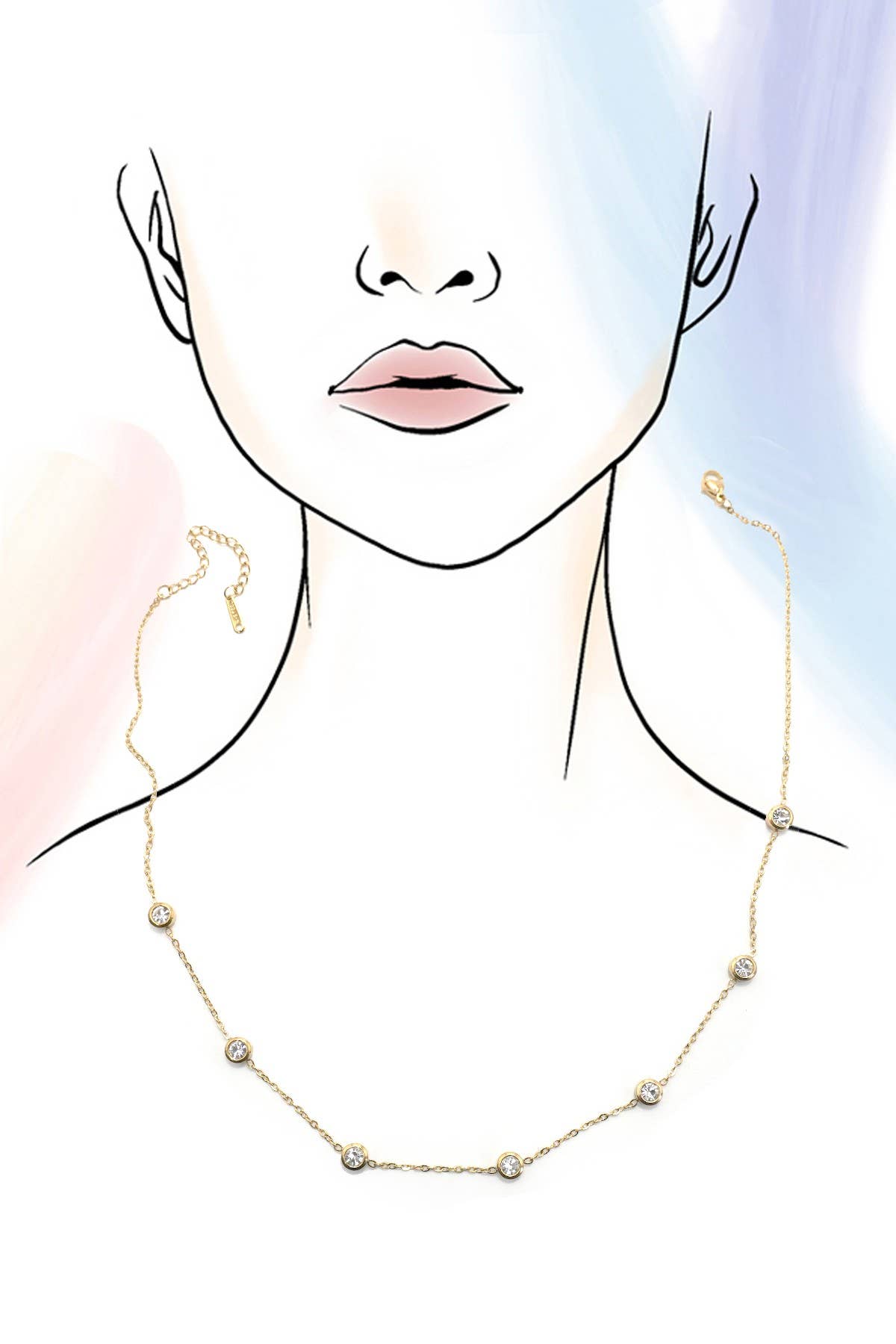 18K STAINLESS STEEL TARNISH FREE RHINESTONE NECK