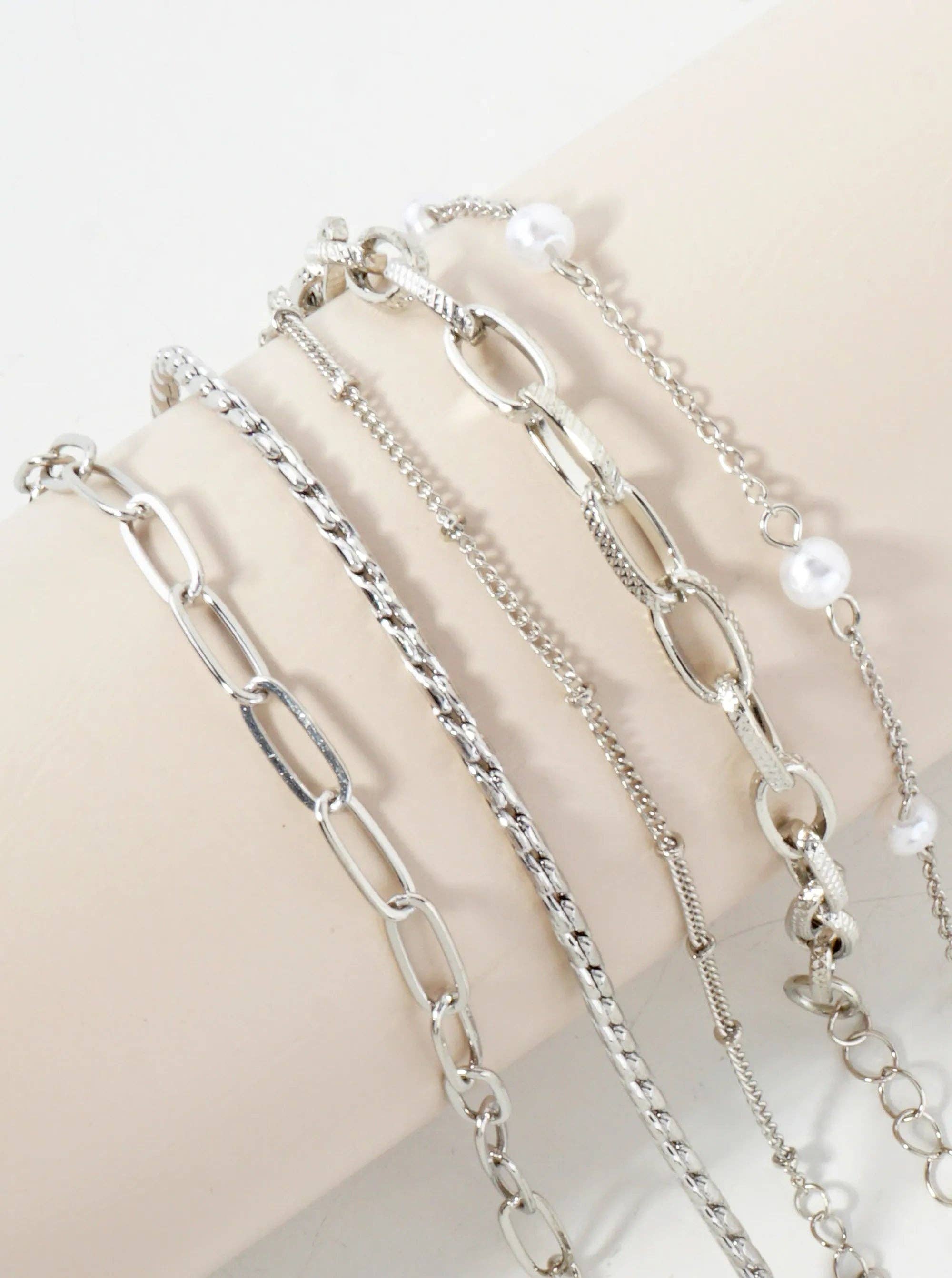 5-Piece Layered Stackable Chain Bracelet Set AB1522