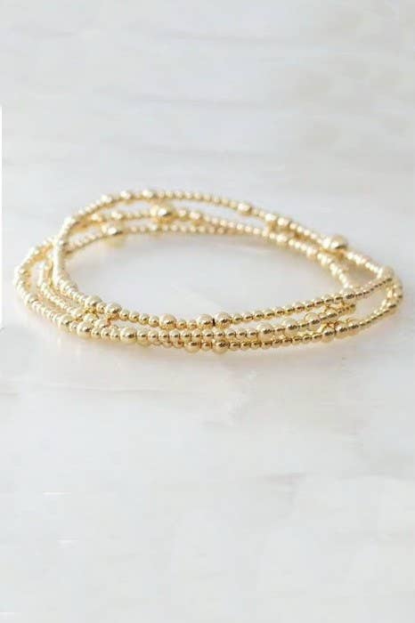 MULTI LAYER GOLD BALL CHAIN BEADED BRACELET