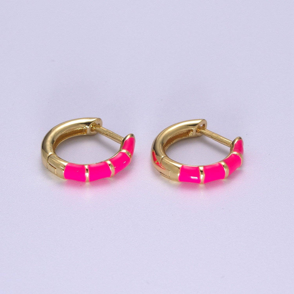 15mm Colorful Enamel Pastel Huggie Earring T164~T174