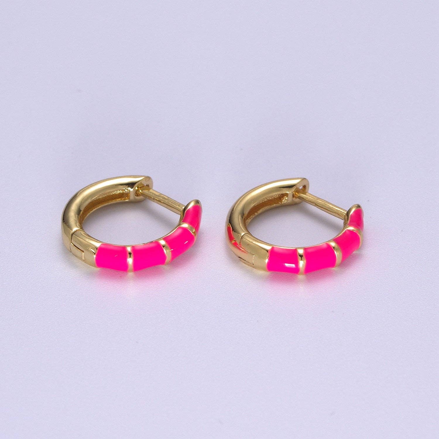 15mm Colorful Enamel Pastel Huggie Earring T164~T174